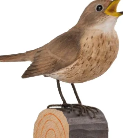 Rossignol progné en bois sculpté à la main 12.5 x 4.9 x 9.9 cm