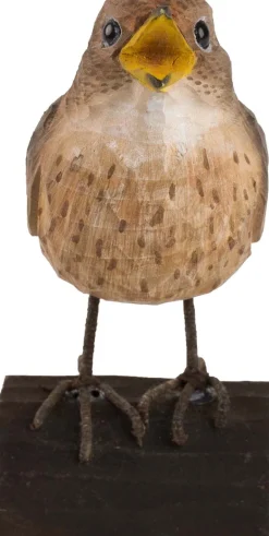 Rossignol progné en bois sculpté à la main 12.5 x 4.9 x 9.9 cm
