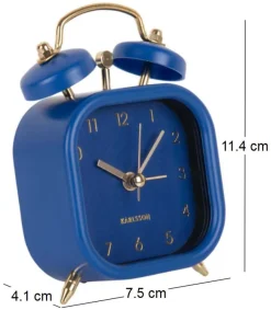 Réveil carré effet métallisé Glam Square (Bleu foncé)