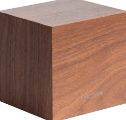 Réveil en bois carré Cube (Bois foncé)