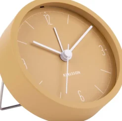 Réveil en métal mat Numbers & Lines 9 cm (Ocre jaune)