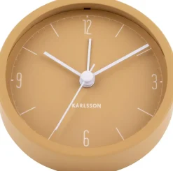 Réveil en métal mat Numbers & Lines 9 cm (Ocre jaune)
