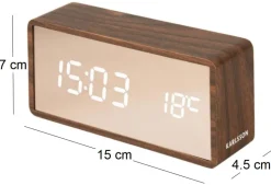 Réveil led en ABS effet bois Copper (Bois foncé)