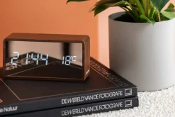 Réveil led en ABS effet bois Copper (Bois foncé)
