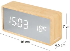 Réveil led en ABS effet bois Silver (Bois clair)