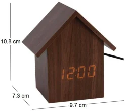Réveil led en bois House (Bois foncé)