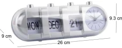 Réveil Retro Tube Calendar Flip (Argenté)