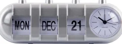 Réveil Retro Tube Calendar Flip (Argenté)