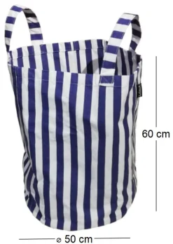 Sac de plage 100% coton Porta (Rayé bleu et blanc)