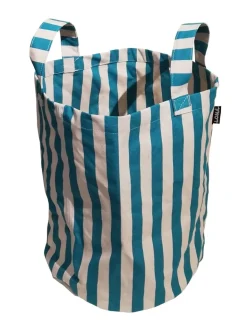 Sac de plage 100% coton Porta (Rayé vert et blanc cassé)