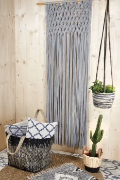 Sac de rangement en jute et cuir (Noir)