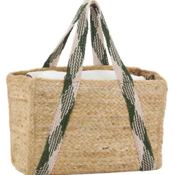 Sac en jute rectangulaire et poche en coton kaki