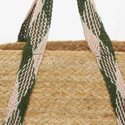 Sac en jute rectangulaire et poche en coton kaki