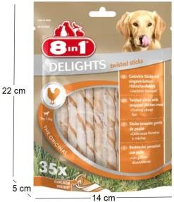 Sachet 35 sticks pour chien garnis de poulet Delights