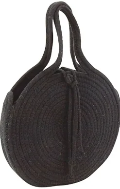 Sac rond en corde de coton et jute (Noir)