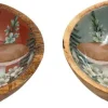 Saladier en manguier et émail Champignons (Lot de 2) (25 x 7 cm)