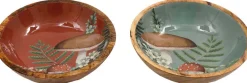 Saladier en manguier et émail Champignons (Lot de 2) (25 x 7 cm)