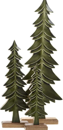 Sapins décoratifs en bois de manguier vert (Lot de 3)
