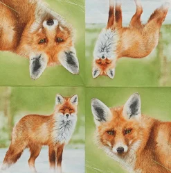 Serviette en papier de soie avec motifs (Lot de 20) (Renard)