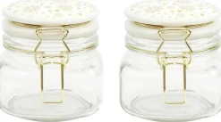 Set de 2 bocaux en verre couvercle céramique