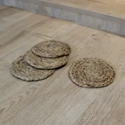Set de 4 dessous de verre en jute 10 cm
