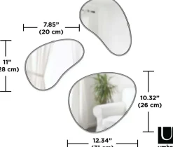 Set de 3 miroirs finition métallique Hubba
