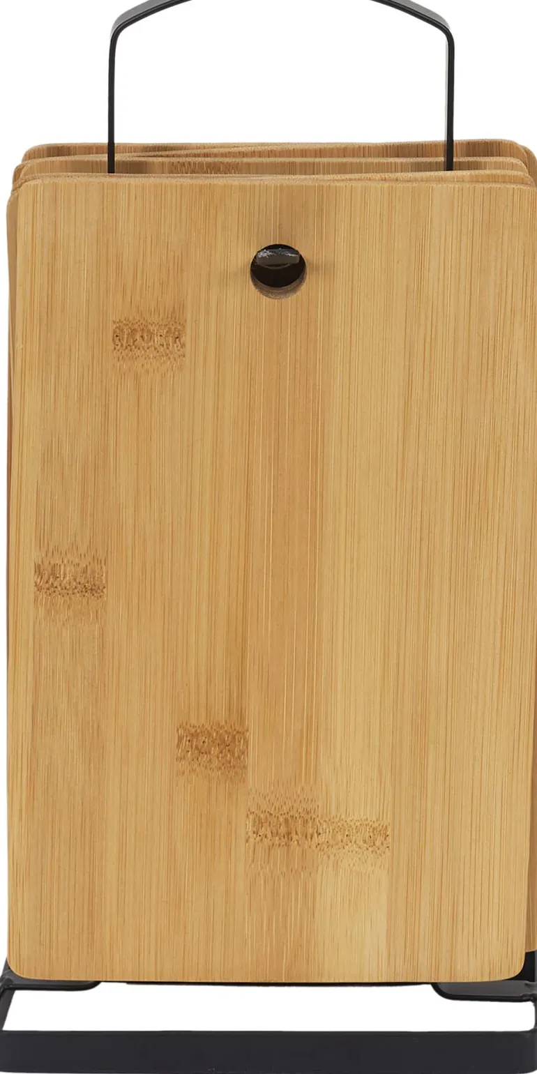 Set de 6 planches à découper en bambou avec socle en métal