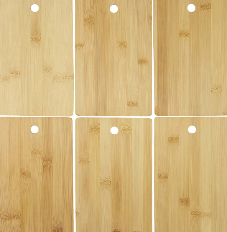 Set de 6 planches à découper en bambou avec socle en métal