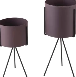 Set de 2 supports à plantes ronds Pedestal (Violet)