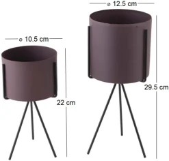 Set de 2 supports à plantes ronds Pedestal (Violet)