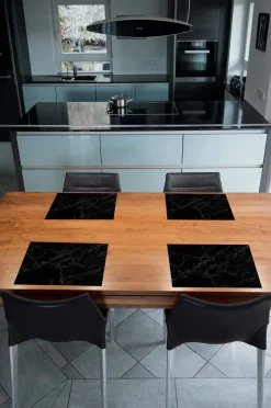 Set de table en vinyle 40 x 30 cm (Lot de 6) (Marbre noir)
