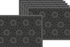 Set de table en vinyle 40 x 30 cm (Lot de 6) (Mandala noir)