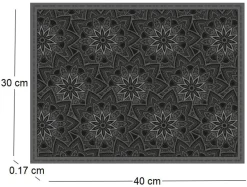 Set de table en vinyle 40 x 30 cm (Lot de 6) (Mandala noir)