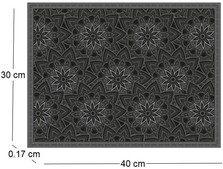 Set de table en vinyle 40 x 30 cm (Lot de 6) (Mandala noir)