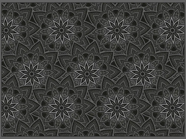 Set de table en vinyle 40 x 30 cm (Lot de 6) (Mandala noir)
