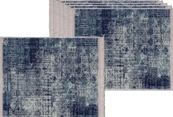 Set de table en vinyle 40 x 30 cm (Lot de 6) (Effet tissage bleu nuit)