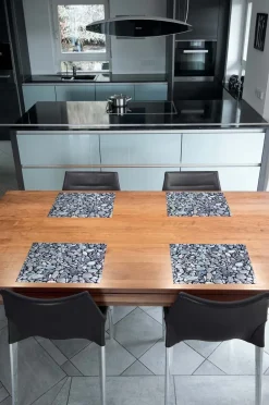Set de table en vinyle 40 x 30 cm (Lot de 6) (Galets)