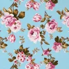 Set de table en vinyle 40 x 30 cm (Lot de 6) (Roses fond bleu)