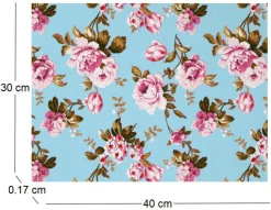 Set de table en vinyle 40 x 30 cm (Lot de 6) (Roses fond bleu)