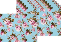 Set de table en vinyle 40 x 30 cm (Lot de 6) (Roses fond bleu)