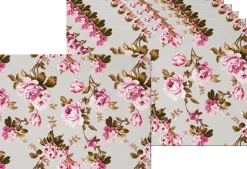 Set de table en vinyle 40 x 30 cm (Lot de 6) (Roses fond beige)