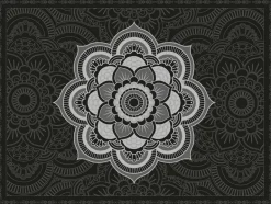 Set de table en vinyle 40 x 30 cm (Lot de 6) (Mandala noir et gris)