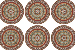 Set de table rond mandala 38 cm (Lot de 6) (Coloré)