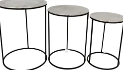 Set de 3 tables gigognes rondes en métal plateau aluminium