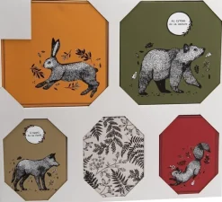 Set de 5 toiles colorées Animaux de la forêt