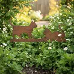 Silhouette en fer Chats sur piques (2 chats)