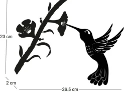 Silhouette sur pique en acier noir (Colibri)