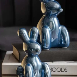 Statue en céramique Balloon Bunny (Bleu foncé)
