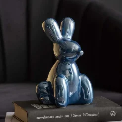 Statue en céramique Balloon Bunny (Bleu foncé)