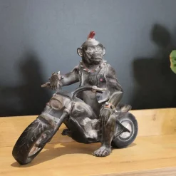 Statuette animal motard en polyrésine (Singe)